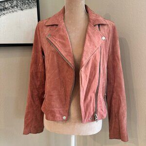 Blank NYC Suede Moto Jacket in Rose Blush Pink